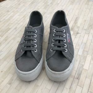 Superga Grey Platform Sneakers